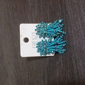 Turquoise Beaded Cluster Earrings